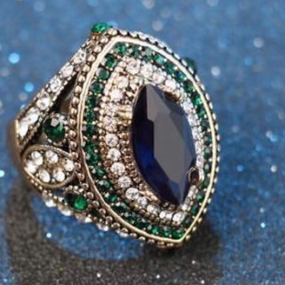 Multi-Color Stone Crystal Ring - image 1